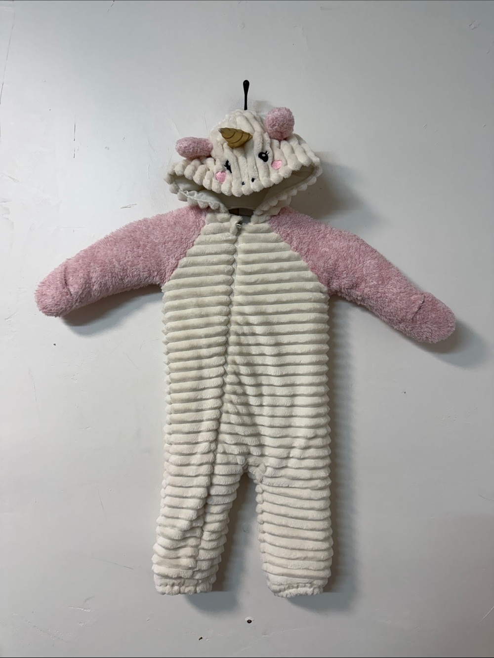 Cozy Unicorn Hooded One-Piece in Cream and Pink for Kids